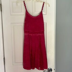 Red lace mid thigh dress